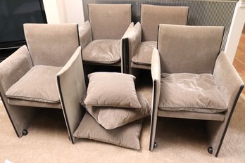 Fabulous Set Of 4 Mario Bellini 401 Break Chairs By Cassina Ca. 1980s Grey Mohair