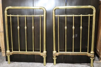 Pair Of Vintage Solid Brass Twin Size Headboards