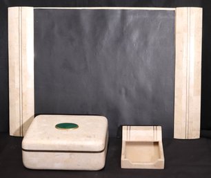 Artisan Collection Inlaid Marble Veneer Desk Accessories