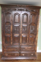Colonial Spanish Revival Dark Wood Armoire