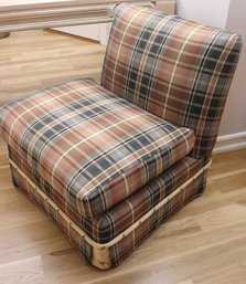 Cozy And Comfortable Plaid Upholstered Slipper Chair