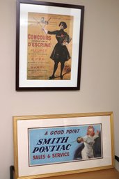 Two Framed Print Prints Of Lovely Ladies In Fencing Poses.