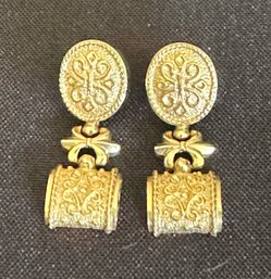 14K YG PAIR OF 2 PIECE TRADITIONAL EARRINGS