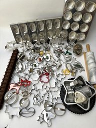 Vintage Cookie Cutter Accessories & Marble Baking Pin, Approximately 100 Pieces Includes Acme - England
