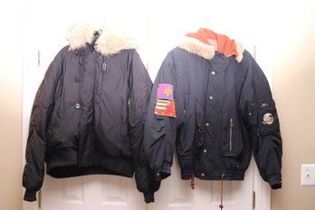 Pre-owned Bogner And Ralph Lauren Bomber Jacket Style Ski Jackets Size L-XL, With Real And Faux Collars.