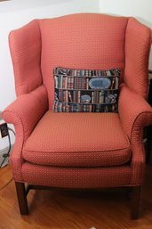 Vintage Pink And Floral Custom Upholstered Wingback Armchair