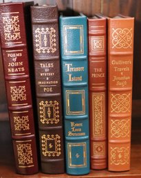 Easton Press 5 Leather Bound Books With Treasure Island, Gulliver S Travels