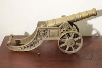 Very Heavy Substantial Brass Cannon Decor Approx. 18 Inches Long