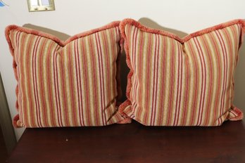 Multi-toned Striped Accent Pillows Approx. 18 Inch