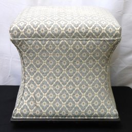 Beautifully Upholstered Contemporary Square Shaped Ottoman With Wooden Base- One Of A Pair!