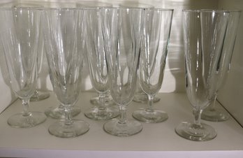Set Of 10 Tall Glasses With Short Stems.