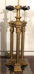 Brass Finished Tri Pillar Metal Table Lamp