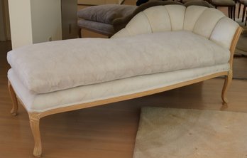 Art Deco Inspired Chaise With Classical Light Wood Fluted Frame By Design Furniture Center
