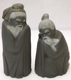 Two Lladro Porcelain Figurines, Ancient Chinese Tall And Short Wise Men