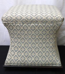 Contemporary Square Ottoman With Wooden Base And Beautifully Upholstered, One Of A Pair!