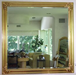 Beveled Mirror In Elegant Giltwood Frame With Florentine Scroll Corners