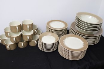 Fitz And Floyd Rondelet Taupe Dinnerware Service.