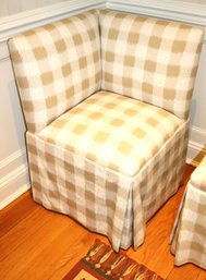 Corner Chair With Custom Yellow Checkered Fabric