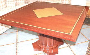 Vintage Art Deco Square Dining Tables With Banding & Fluted Column Pedestal