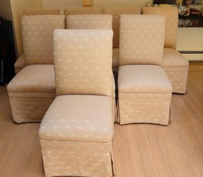 Set Of 8 Parsons Style Upholstered And Skirted Dining Room Chairs