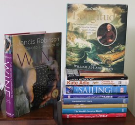 Collection Of Books Titles Include The Illustrated Longitude, Sailing, The Oxford Companion To Wine And More