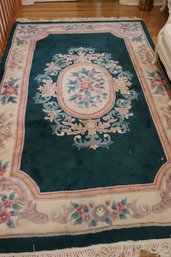 Vintage Chinese Sculpted Wool Rug With Floral Pattern