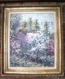 Country Cottage Floral Pointillism Signed On The Lower Left Corner By Artist Losandra Baylon Lopez W.T B