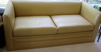 1980s Era Gold Leather Love Seat With Straight Sides And Back, (the 2 Nd )