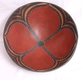 Hand Painted Turned Wood Bowl From Native American, Seminole, Made By Mary Ann Ziegler