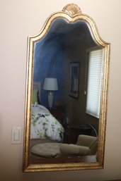 Ornate Decorative Arched Wall Mirror With A Shell Crown Approx. 23 X 45 Inches