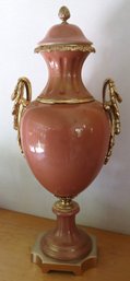 Sevres Style Bronze Mounted Porcelain Urn By Magnani, With Gold Fleck Designs