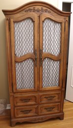 Vintage Country French Style Louis XV Carved Wood Armoire Cabinet