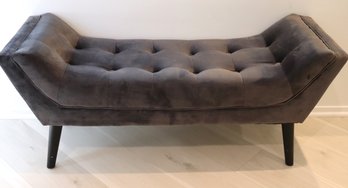 Contemporary Tufted Bench With Black Wood Legs & Upturned Sides