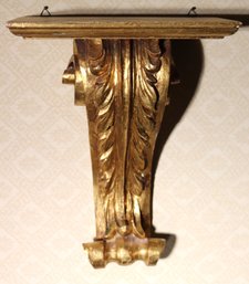 Vintage Gilded Carved Wood Acanthus Leaf Wall Sconce