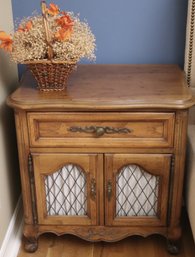 Pair Of Country French Style Louis XV Carved Wood Nightstands