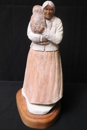 Tim Washburn Marble / Alabaster Statue On Revolving Stand Titled Proud Grandmother. With Provenance