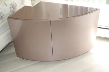 Curved Corner Formica Cabinet In Light Purple/ Lilac Color
