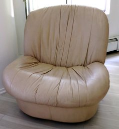 Funky Mid Century Modern Beige Leather Mushroom Style, Rocking Chair