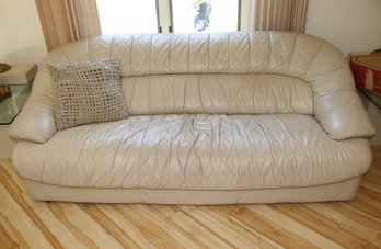 Vintage Mid Century Beige Leather Sofa