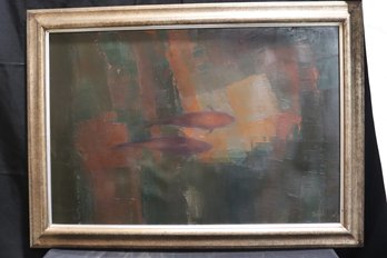 Signed Abstract Painting By Jeswald Approx. 39 X 28 Inches