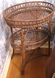 Vintage 2- Tiered Wicker Basket Side Table