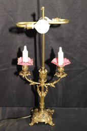 Vintage Brass Candelabra Electrified Table Lamp