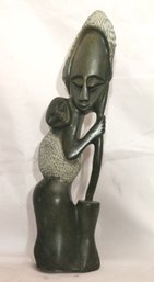 Fine Carved Soapstone Figure From Africa Of Mother With Child