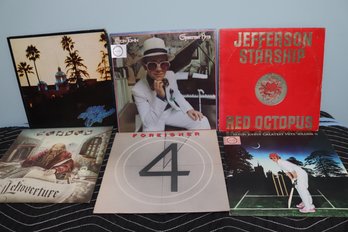 Lot Of 6 Record Albums With The Eagles Elton John, Foreigner And More