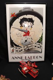 Large Betty Boop Aviator Marionette And Vintage Betty Boop Framed Print.