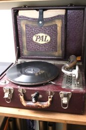 Pal Wind Up Record Player With Case In Working Condition