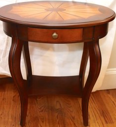 Georgian Style Side Table With Oval Parquetry Top With Geometric Pattern