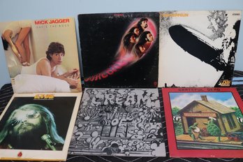 Lot Of 6 Record Albums With Mick Jagger, Led Zeppelin, And Others.