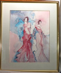 Jane Bazinet Print Of Two Woman In Flowing Dresses