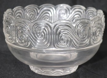 Large Tiffany And Co. Clear Crystal Bowl With Scroll Pattern